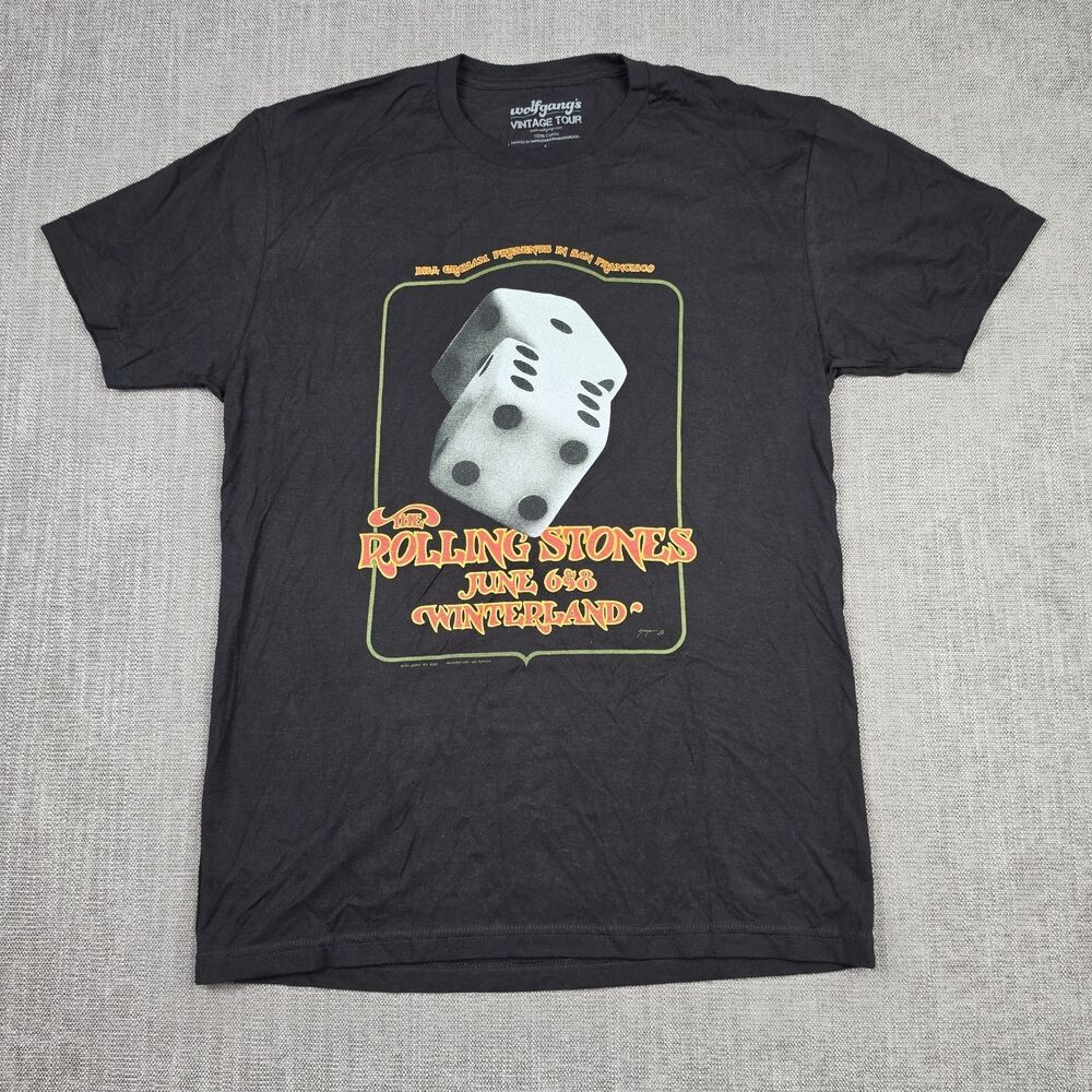 Rolling Stones Mens Graphic T Shirt Size Large L Black Winterland 1972 Dice Tour